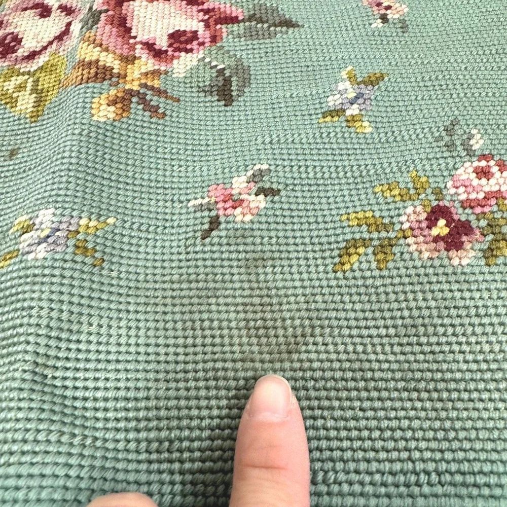 Vintage needlepoint tapestry floral decor